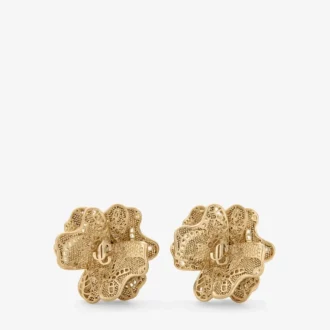 Lace Corsage Studs Gold Finish Metal Corsage Earrings
