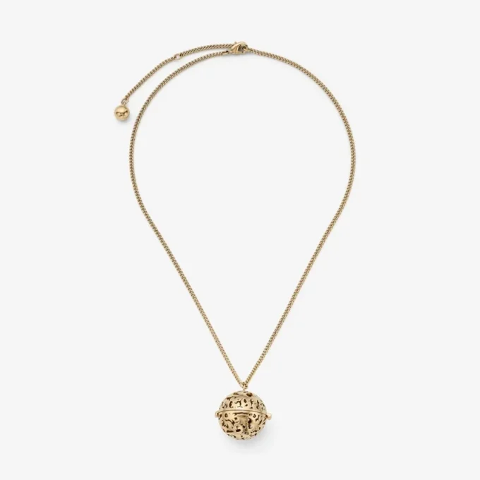 Lace Sphere Pendant Gold Finish Metal Sphere Pendant Necklace