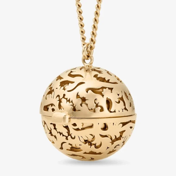 Lace Sphere Pendant Gold Finish Metal Sphere Pendant Necklace