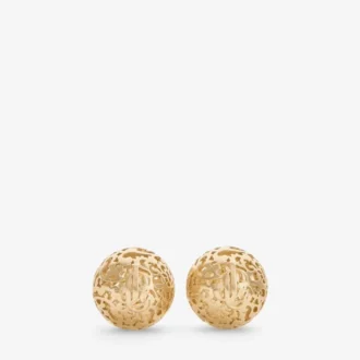 Lace Sphere Studs Gold Finish Metal Sphere Stud Earrings