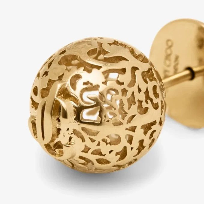 Lace Sphere Studs Gold Finish Metal Sphere Stud Earrings