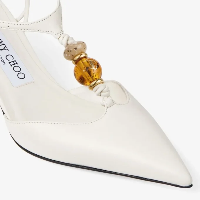 Lauri 50 Latte Mix Nappa Leather Slingbacks with Beads