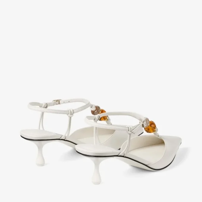 Lauri 50 Latte Mix Nappa Leather Slingbacks with Beads