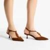 Lauri 50 Tan Mix Suede Slingbacks with Beads