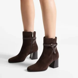 Lawton Ankle Boot 65 Chocolate Suede and Calf Leather Ankle Boots
