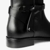 Lawton Knee Boot Flat Black Calf Leather and Soft Vachetta Knee High Boots