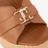 Leda Wedge 100 Tan Nappa Leather Mule Wedge