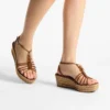Lemi Wedge 100 Tan Mix Suede Wedges with Beads