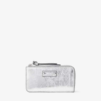 Lise Zipped Silver Vinatge Metallic Leather Wallet