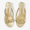 Liss 35 Gold Metallic Nappa Leather Mule Sandals with Bow