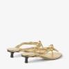 Liss 35 Gold Metallic Nappa Leather Mule Sandals with Bow