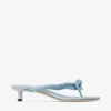 Liss 35 Riviera Blue Mix Soft Glove Leather and Flecked Canvas Mule Sandals with Nappa Leather Bow