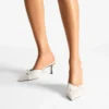 Livi 65 Almond and Latte Mix Flecked Canvas and Soft Glove Leather Mules with Nappa Leather Bow