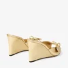 Livi Wedge 85 Gold Metallic Nappa Leather Mules Wedges with Bow