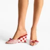 Livi Wedge 85 Ruby Red Mix Mixed Gingham Cotton Mule Wedges with Gingham Bow