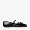 Loli Ballerina Black Shiny Nappa Leather Ballerina Flats with Soft Glove Leather Bows