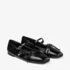 Loli Ballerina Black Shiny Nappa Leather Ballerina Flats with Soft Glove Leather Bows