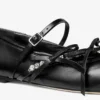 Loli Ballerina Black Shiny Nappa Leather Ballerina Flats with Soft Glove Leather Bows