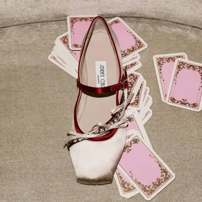 Loli Ballerina Macaron and Ruby Red Satin Ballerina Flats with Satin Bows