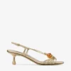 Lova 50 Gold Metallic Nappa Leather Sandals with Beads