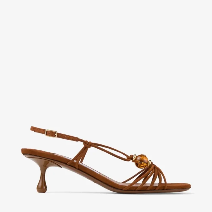 Lova 50 Tan Mix Suede Sandals with Beads