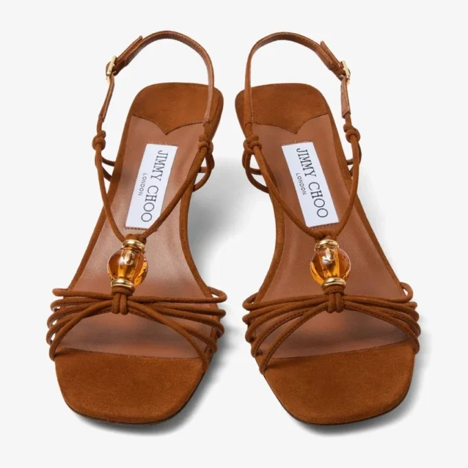 Lova 50 Tan Mix Suede Sandals with Beads