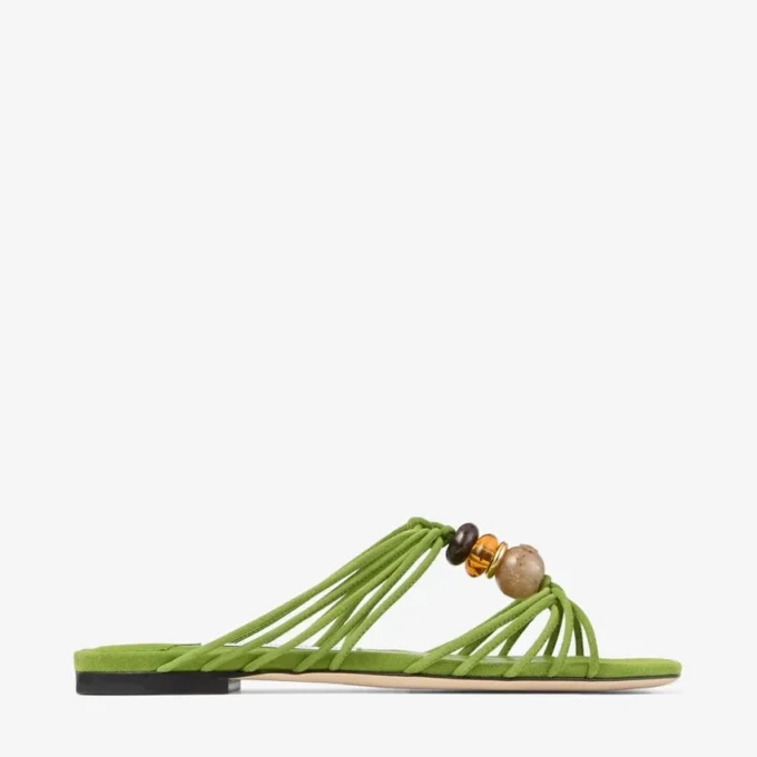 Lova Mule Flat Clover Mix Suede Flats with Beads