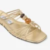 Lova Mule Flat Gold Mix Metallic Nappa Leather Flats with Beads