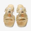 Lova Mule Flat Gold Mix Metallic Nappa Leather Flats with Beads