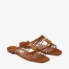 Lova Mule Flat Tan Mix Suede Flats with Beads