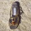 Lova Mule Flat Tan Mix Suede Flats with Beads