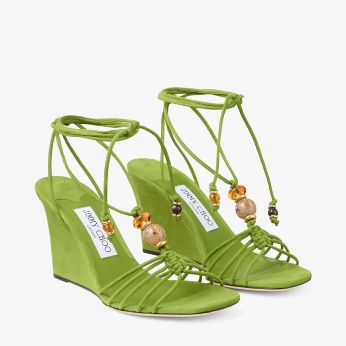 Lova Wedge 85 Clover Mix Suede Wedges with Beads
