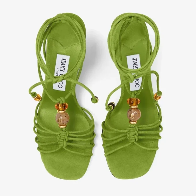 Lova Wedge 85 Clover Mix Suede Wedges with Beads