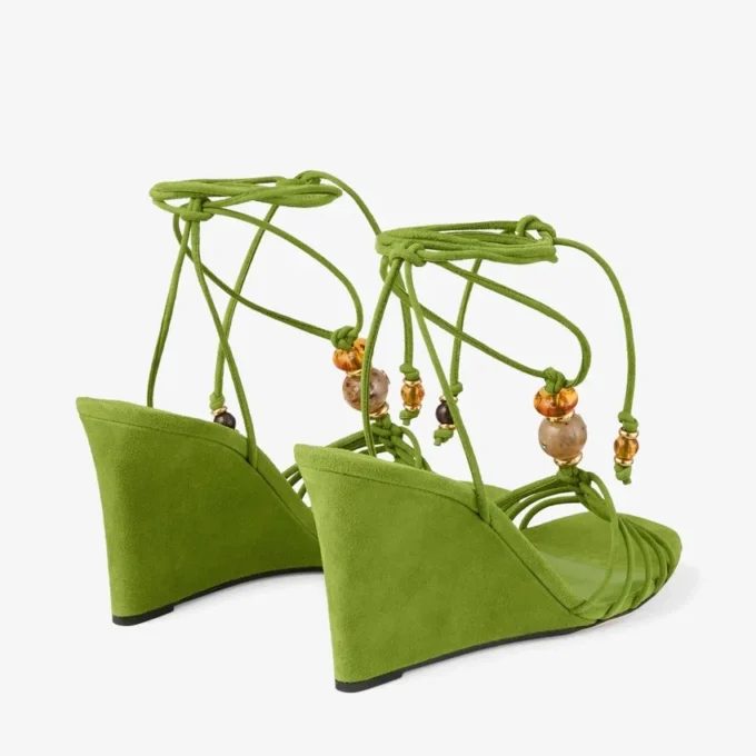 Lova Wedge 85 Clover Mix Suede Wedges with Beads