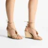 Lova Wedge 85 Gold Metallic Nappa Leather Wedges with Beads