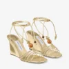 Lova Wedge 85 Gold Metallic Nappa Leather Wedges with Beads