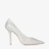 Love 100 Ivory Satin Pumps with Crystal Embellishment