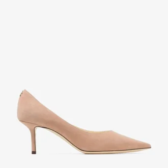Love 65 Ballet Pink Suede Pointed Pumps with Jc Emblem