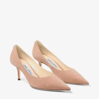 Love 65 Ballet Pink Suede Pointed Pumps with Jc Emblem