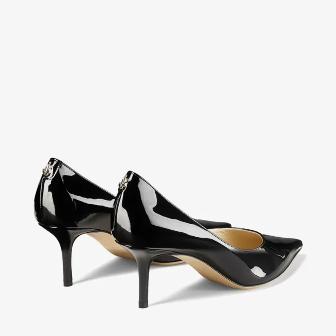 Love 65 Black Patent Leather Pumps with Jc Emblem