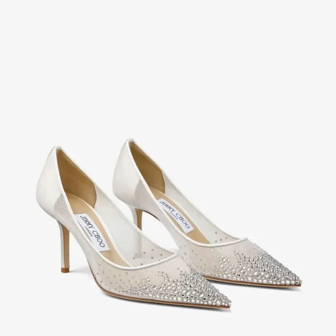Love 65 White Mesh Pumps with DéGradé Crystals