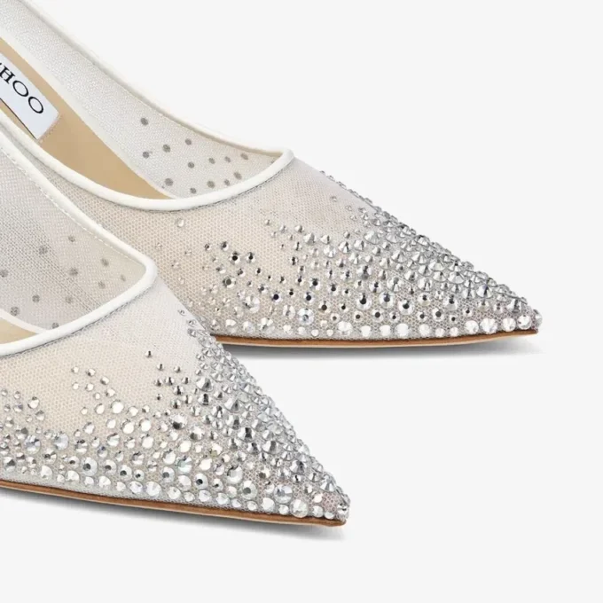 Love 65 White Mesh Pumps with DéGradé Crystals