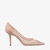 Love 85 Ballet Pink Mesh Pointed-Toe Pumps with DéGradé Crystals