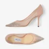 Love 85 Ballet Pink Mesh Pointed-Toe Pumps with DéGradé Crystals