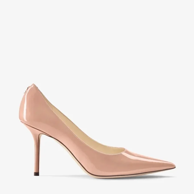 Love 85 Ballet Pink Patent Leather Pointy Toe Pumpss with  Jc Emblem