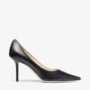 Love 85 Black Calf Leather Pumps with Jc Emblem