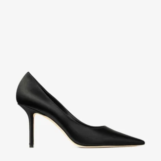 Love 85 Black Satin Pumps