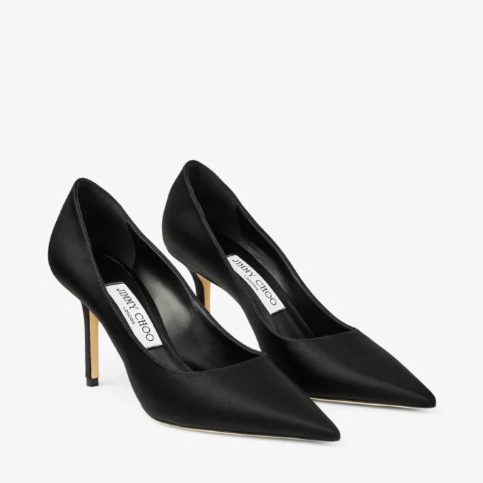 Love 85 Black Satin Pumps