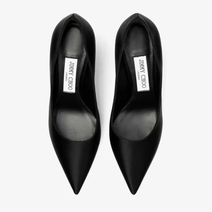 Love 85 Black Satin Pumps