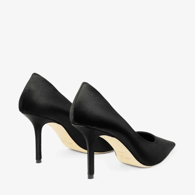 Love 85 Black Satin Pumps